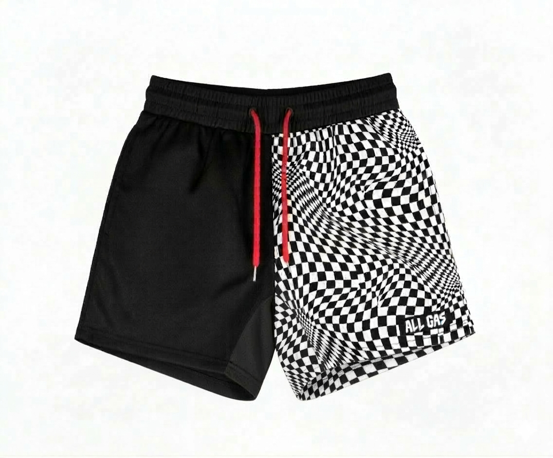 Mesh Short - Half Wavy Checkerboard