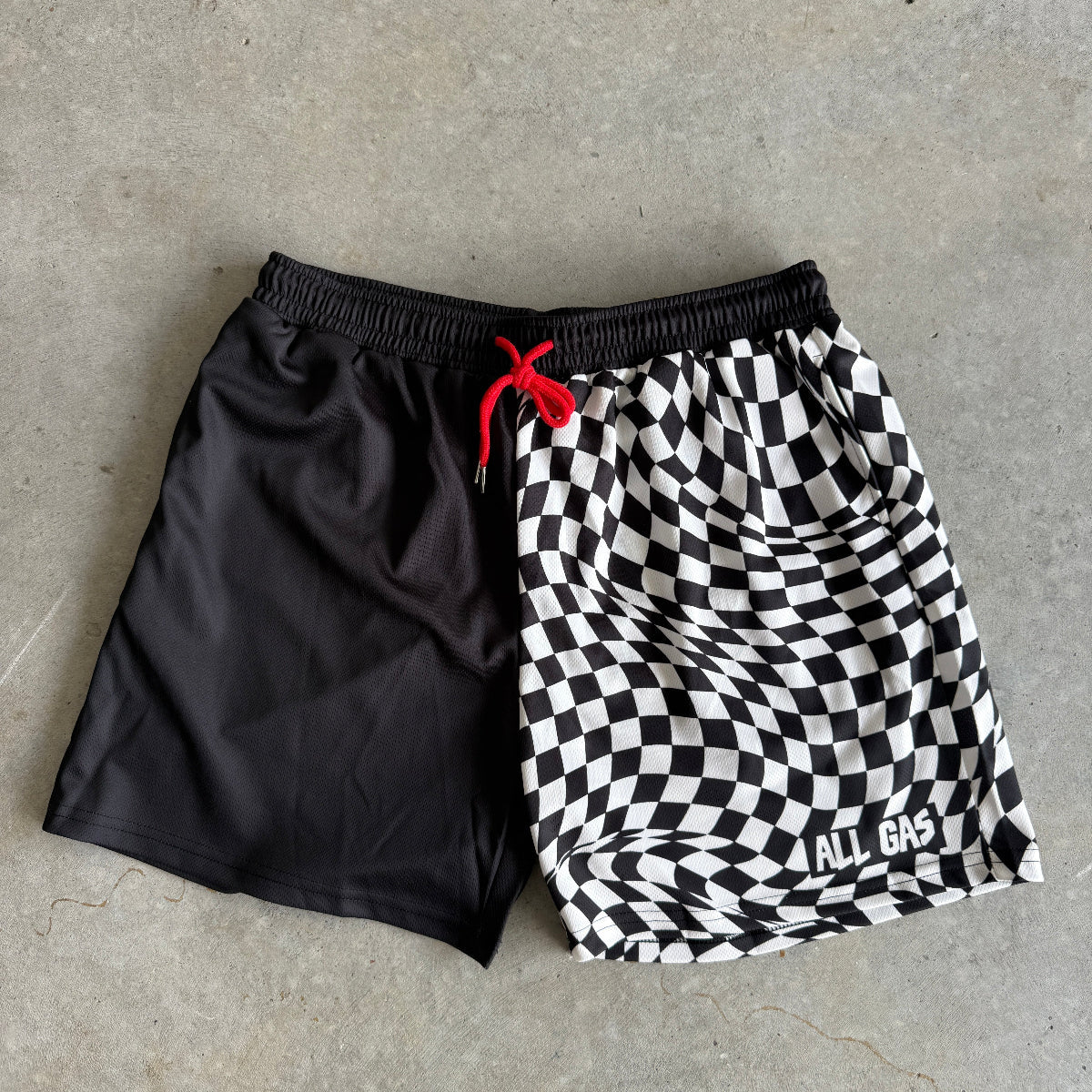 Mesh Short - Half Wavy Checkerboard